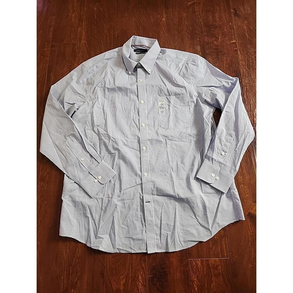 Tommy Hilfiger Slim Button Shirt Mens Size 17 34/35  Long Sleeve Blue